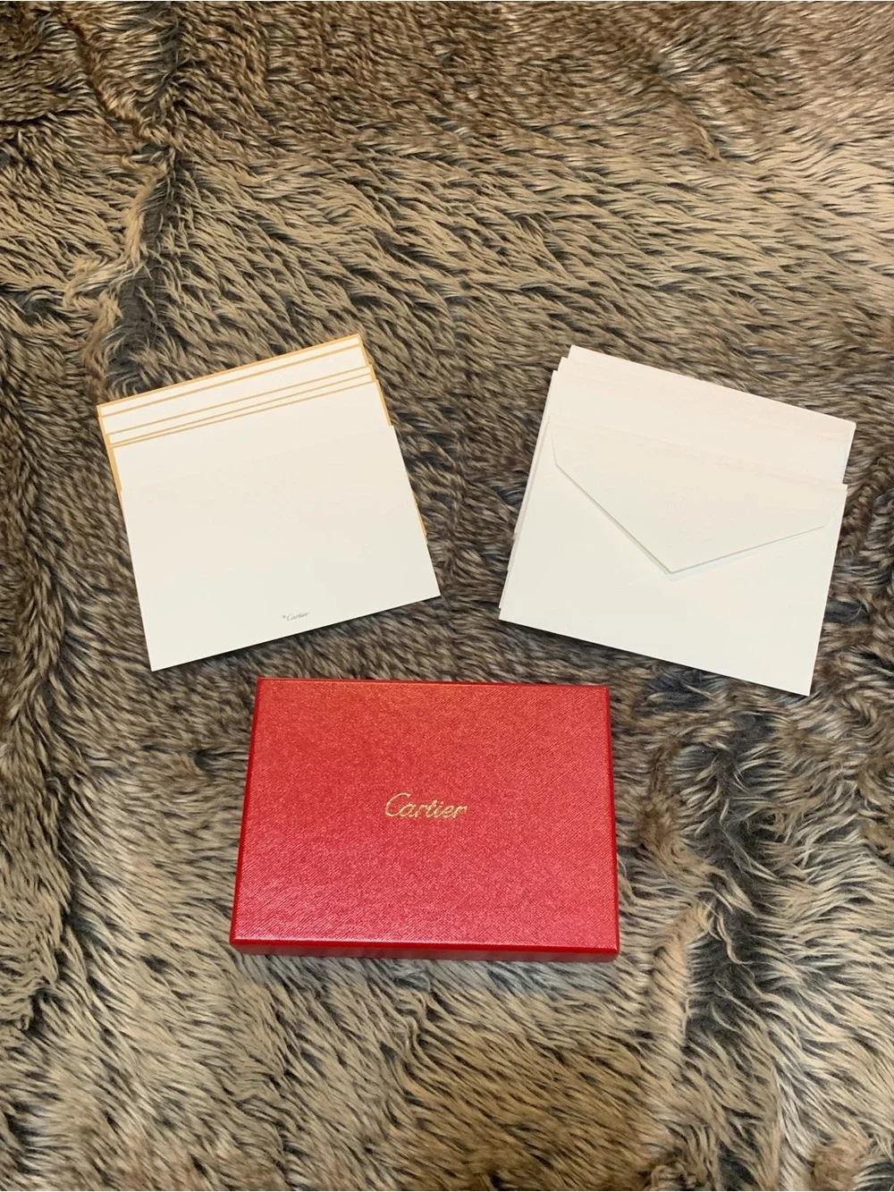 CARTIER RED Box of 9 out of 10 Hand Pressed Linen NOTE CARDS & ENVELOPES
